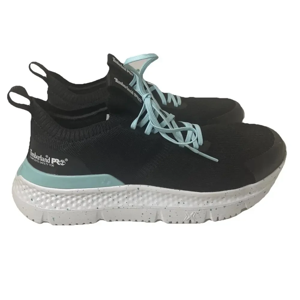 Timberland PRO Setra Womens Shoes Sz 7.5 M Black Knit Composite Toe Sneakers